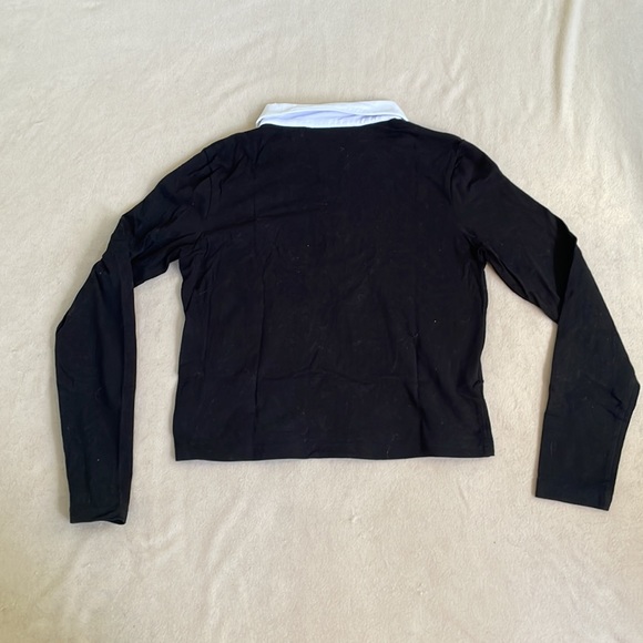 Black long sleeve half-zip knit top with white collar size 6 - Picture 4 of 4